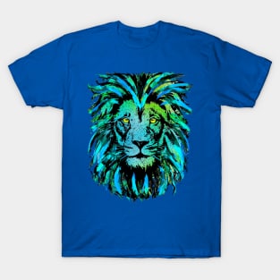 Bluish Grey Lion Head - Lion Portrait - Tigazprint T-Shirt
